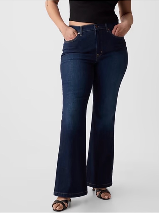 GAP Denim - GAP High Rise '70s Flare Jeans - Dark Wash